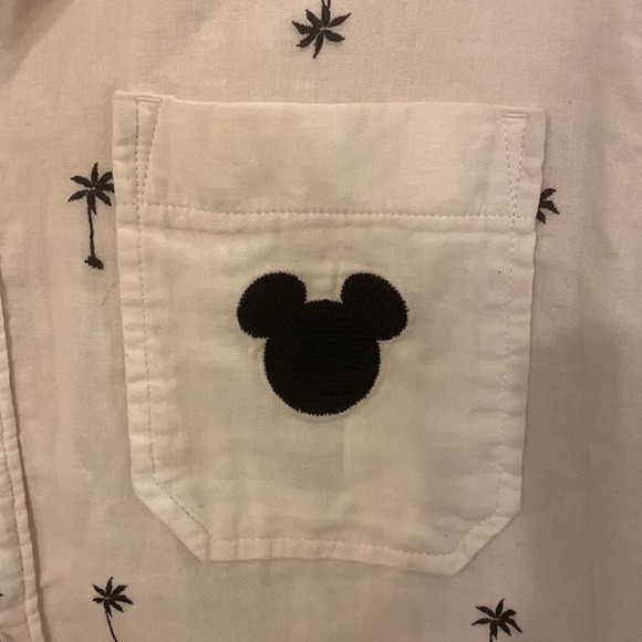 Junk Food Disney men's medium button down short sleeve shirt palm trees Mickey - Picture 2 of 5